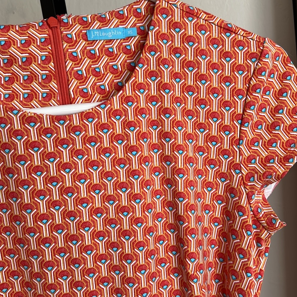 J.McLaughlin Catalina Orange Printed Faux Wrap Dress XS - Picture 5 of 5